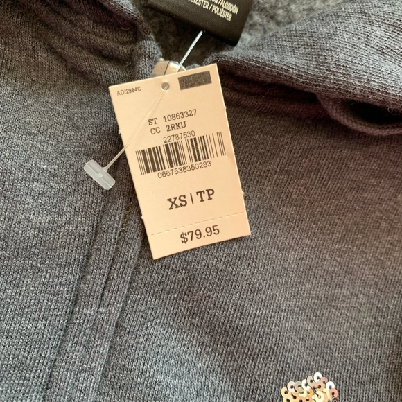 NWT VS PINK BLING Silver Sequins Gray Zip Hoodie X Small - Picture 3 of 3